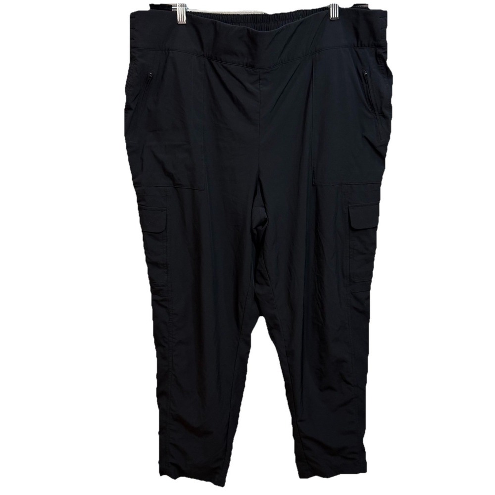 Athleta Chelsea Lined Cargo Pants Women 22 Black Stretch Pull On Hiking Travel